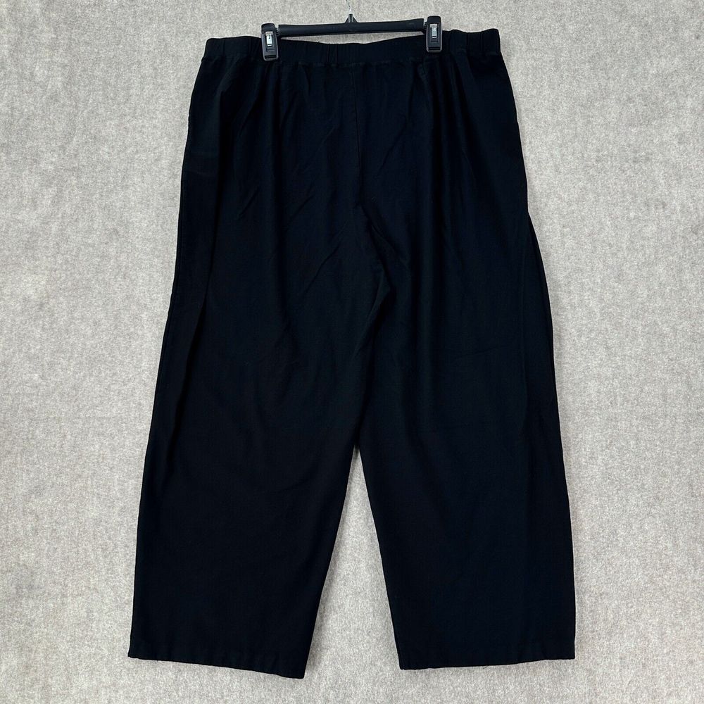 Eileen Fisher Ankle Pants Women's 3x Black Stretch Crepe Pull On Elastic Waist